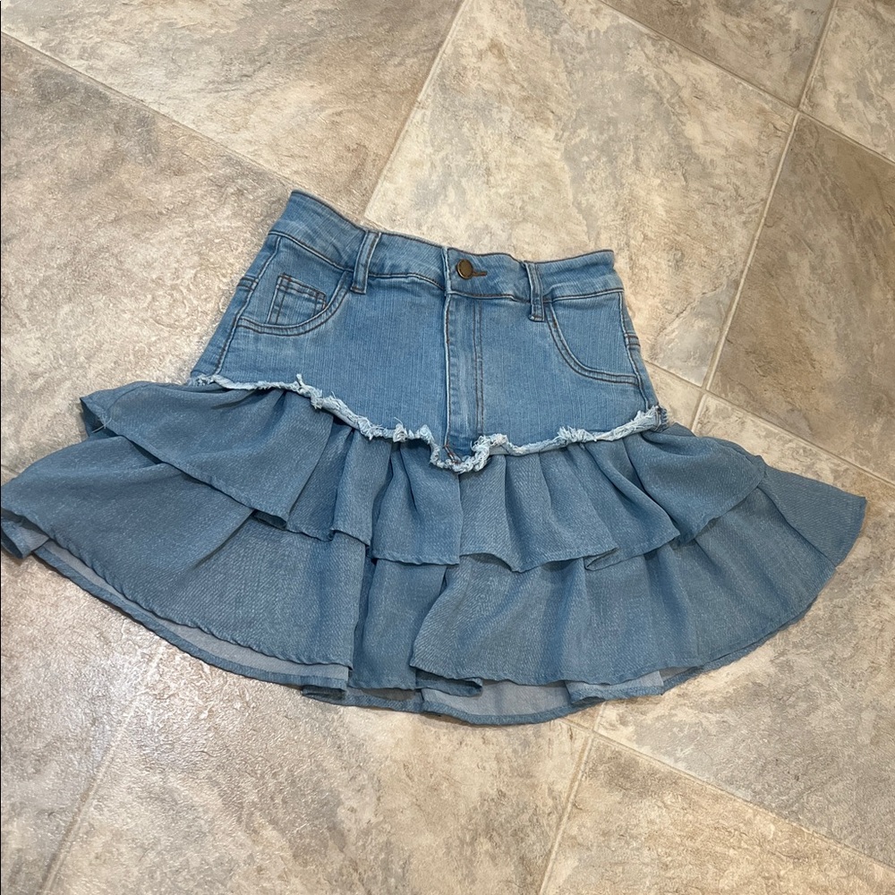 Denim Ruffle Skirt